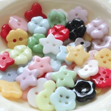 20/30/50 piezas Botones pequeños con diseño de flores de dos ojos con apariencia cerámica y brillo, botones decorativos para camisa, chaqueta, costura a mano, accesorios DIY de aplicación - Multicolor - Ver 19
