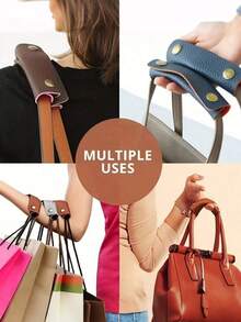 2pcs/Set Or 1pc Faux Leather Handle Covers With Snap Button - Non-Slip, Durable Bag And Luggage Protector Sleeves, Detachable Accessory - Multicolor - View 7