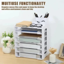 4-Tier File Storage Rack Desk Organizer File Rack Office Sorting File Holder - 白色 - 查看 9