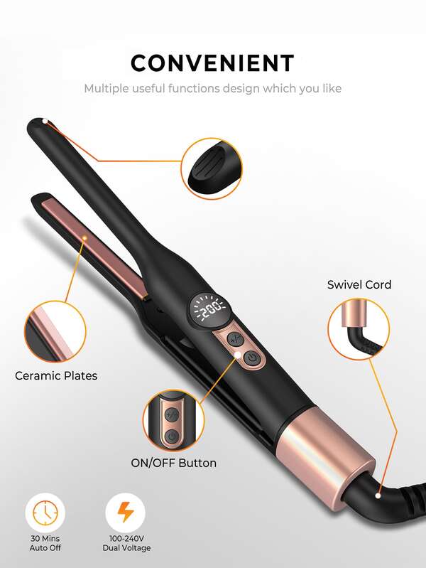 UKLISS Chapinha e Modelador Plano 2 em 1 UKLISS: Ferramenta de Estilo Cerâmica Mini para Cabelos Curtos a Longos e Barbas, Presentes para Mães, Presentes do Dia dos Namorados, Presentes para Namorados, Presentes para o Dia dos Namorados, Rosa Fofo, Dia de São Patrício