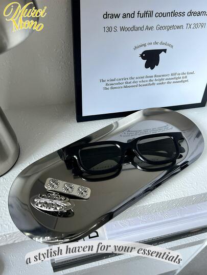 <a>, 1pc Silver Luxurious Metal Storage Tray Heart Shaped Jewelry Display Tray Home Decoration Serving Plate Craft For Table Organizer Oval (7in/8.7in/10.2in)