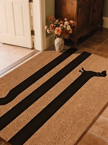 1pc Playful Dachshund Striped Doormat, Minimalist Dachshund Silhouette Doormat, Dachshund Fun Rug, Easy To Clean Durable, New Arrival Hot Selling, Suitable For Living Room, Entryway, Bedroom, Indoor Entrance, Rug, All Season, Best Seller, Unique Home Decor