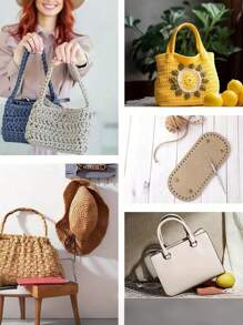 22x10厘米长底，适用于针织包、PU皮包，手工缝制带孔，DIY钩编包底配件，返校用品