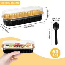 60 moldes para tarta de hornear desechables con tapa+cuchara. Nuestros mini moldes para tartas están hechos de papel de aluminio de calidad alimentaria, que puede mantener su forma tanto a temperaturas frías como calientes  para su uso en vaporeras, hornos, frigoríficos y freidoras de aire.Nuestros mini moldes para hornear pan se pueden utilizar para fiestas de cumpleaños, picnics al aire libre, barbacoas, bodas, etc. También es ideal para regalar a amigos o hacer pasteles para vender en panaderías. Se puede utilizar para tartas, creme brulee, gelatinas, leche al horno y otros postres. - Negro y dorado black gold - Ver 3