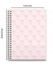 5.5x8.3 Inch, 160 Pages Fashion Pink Bow Spiral Notebook - Perfect Gift For Women And Girls, Stylish Notepad | Elegant Design | Durable Spiral Binding - 5.5x8.3 Inch - 80 Sheets/160 Pages - Diary With Week, Weather, Memo And Date Marks, School Supplies, Back To School Essential - Multicolor - View 5
