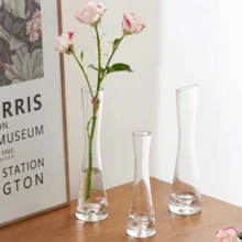 1 pièce Vase à fleurs mini artistique à bouche plate en verre transparent de style européen minimaliste, convient pour la décoration d'étagère moderne de la maison, mariage, vase en céramique givré élégant, décoration de la maison, vase, centre de table, décoration de table, décoration de la pièce, vase en verre