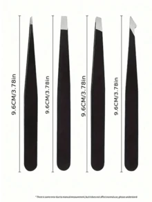 4件套专业不锈钢眉镊套装，精密镊子，适用于面部毛发/内生毛发/刺去除，美容修容工具 - 彩色 - 查看 5