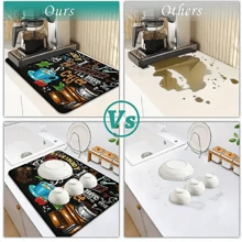 超强吸水厨房沥水垫 - 耐热防滑橡胶底，防污台面沥水垫，适用于家庭和餐厅使用。厨房用品 厨房配件 厨房工具 - 深灰色 - 查看 4