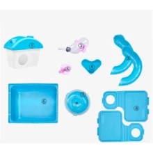 Jaula para hámster de 4 niveles con tobogán y botella de agua, ruedas de ejercicio para una entrada rápida y fácil. - Azul - Ver 5