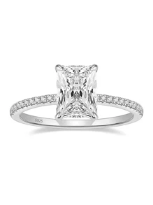 4ct Radiant Cut Cubic Zirconia Ring, Princess Cut 4-Prong S925 Silver Band, Women's Engagement/Promise Ring, Gift For Her