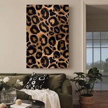 Framed 2D Flat 2D 1pc Wrapped Canvas Painting Cheetah Leopard Print Country Farmhouse Theme Large Wall Art, Golden And Pink, Perfect Gift For Festivals And His/Her, New House Abstract Canvas Painting, Home Office, Cheap Canvas Art Decoration - Framed(Framed) - View 3