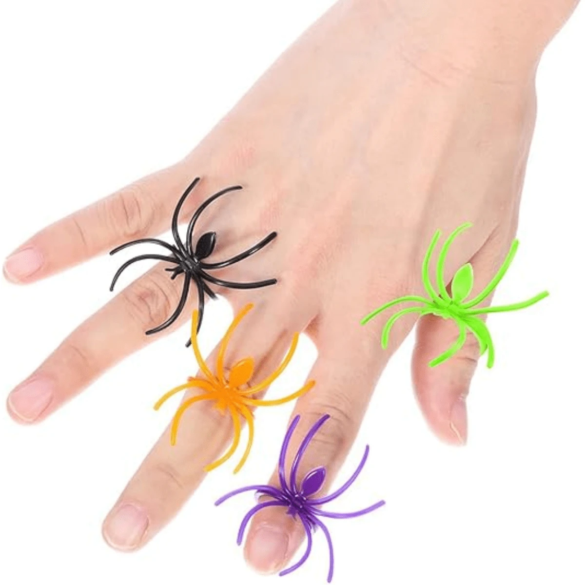 40 pièces Bague araignée Halloween, décorations en plastique d'araignée, accessoires, cadeaux de fête d'Halloween