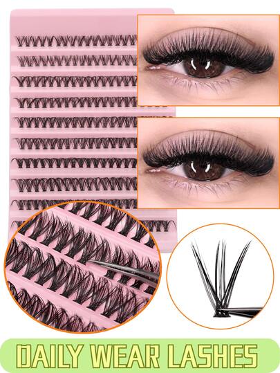 200PCS Individual Lash Clusters, Light Volume C Curl 10-16mm, DIY Individual Eyelash Extension Kit UK, Natural Look&Lightweight&Ultra Thin&No-Makeup Makeup Lashes, Reusable Individual Cluster Lashes, -For Daily Makeup&Wedding&Dating&Travel&Party Glam, Loved For Halloween&Gifts&Xmas, Limited