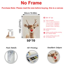1pc Rural Santa Claus Reindeer, Canvas Wall Art Print, Farmhouse Christmas Canvas Wall Art Decoration, Christmas, Wall Arts, Posters, Wall Art With Frame - Canvas (Optional Frame) Home Decor Christmas Decorations Room Decor
