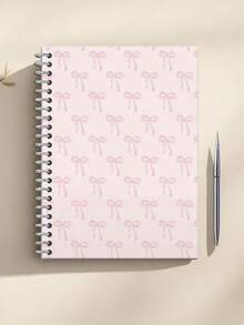 5.5x8.3 Inch, 160 Pages Fashion Pink Bow Spiral Notebook - Perfect Gift For Women And Girls, Stylish Notepad | Elegant Design | Durable Spiral Binding - 5.5x8.3 Inch - 80 Sheets/160 Pages - Diary With Week, Weather, Memo And Date Marks, School Supplies, Back To School Essential - Multicolor - View 4