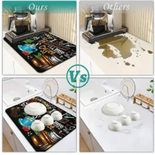 Super Absorbent Kitchen Dish Drying Mat - Heat Resistant, Non-Slip Rubber Backing, Stain-Resistant Countertop Drainer Mat, Suitable For Home And Restaurant Use Kitchen Items Kitchen Accessories Kitchen Tools - Coffee Brown - View 4
