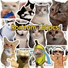 500张可爱搞笑猫咪表情包贴纸，恶搞贴纸，美观贴纸，适用于笔记本电脑、水瓶、滑板、吉他、行李箱、头盔、相机、计划本、笔记本 - 纸质材质，适合日记、剪贴簿、DIY手工、笔记本电脑、手机壳、礼品包装 - 彩色 - 查看 10