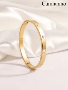 Bộ 4 vòng tay thép không gỉ thanh lịch, món quà ngày lễ hoàn hảo, phụ kiện đa năng cho nam và nữ, vòng tay bền bỉ, đa chức năng. - Vàng - Xem 4