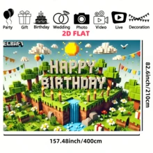 1 قطعة ، خلفية بانر 2D بيكسل رجعي لحفلة عيد الميلاد - ديكور جداري من قماش البوليستر الكبير، يتميز بالقلاع والهدايا والشرائط، مناسب للاستخدام المنزلي والمكتبي والاستوديو والأحداث الخارجية، لا يتطلب كهرباء، ديكور حفلة عيد الميلاد