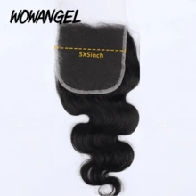 WOWANGEL 5x5 Real HD Lace Closure Body Wave Lace Closure Only Natural Black Color Brazilian Virgin Remy Human Hair Melt Skins True HD Lace Frontal Closure Human Hair Pre Plucked For Women - Natural Black - View 2