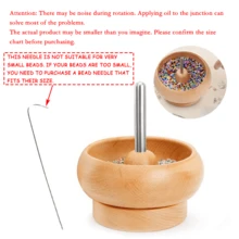 KLONKEE 一套木制旋转串珠工具套装，包含珠子收纳碗和针，适用于DIY手链、项链、珠宝制作（旋转时会发出吱吱声） - 彩色 - 查看 3