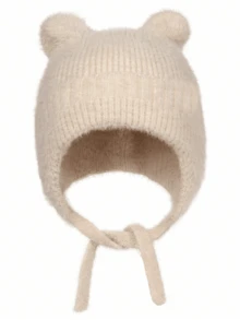 1 件女士可爱猫耳毛茸茸护耳针织帽，温暖时尚，适合日常佩戴 - 繫繩款貓咪耳帽 - 查看 9