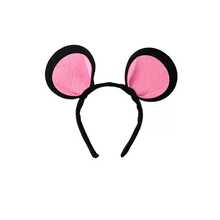 1pc Cute Cartoon Mouse Ear Headband For Women, Soft Headband Suitable For Party And Washing Face, Animal Ear Hair Band, Cosplay Accessory, Great For Halloween, Christmas, New Year Party, "Party C-Position Accessory" Style Photo Prop, Comfortable, Lightweight, Fluffy Pink And Black & White Mouse Ear Hair Clip, Suitable For Birthday Party, Performance And Festivals