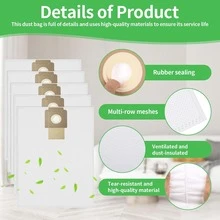 أكياس الغبار لمكانس الكهربائية من سلسلة Karcher T7/1، T9/1، T10/1، T12/1، أكياس الفلتر Karcher 6.904-335، سعة كبيرة، ترشيح قوي، مواد مقاومة للتمزق