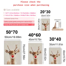 1pc Rural Santa Claus Reindeer, Canvas Wall Art Print, Farmhouse Christmas Canvas Wall Art Decoration, Christmas, Wall Arts, Posters, Wall Art With Frame - Canvas (Optional Frame) Home Decor Christmas Decorations Room Decor