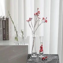 1 pièce Vase à fleurs mini artistique à bouche plate en verre transparent de style européen minimaliste, convient pour la décoration d'étagère moderne de la maison, mariage, vase en céramique givré élégant, décoration de la maison, vase, centre de table, décoration de table, décoration de la pièce, vase en verre