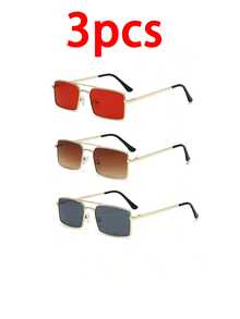 1 件男士时尚眼镜，商务老板眼镜，方形镜框，透明镜片，红色，时尚百搭，双桥时尚眼镜，欧美新款，金属框架眼镜