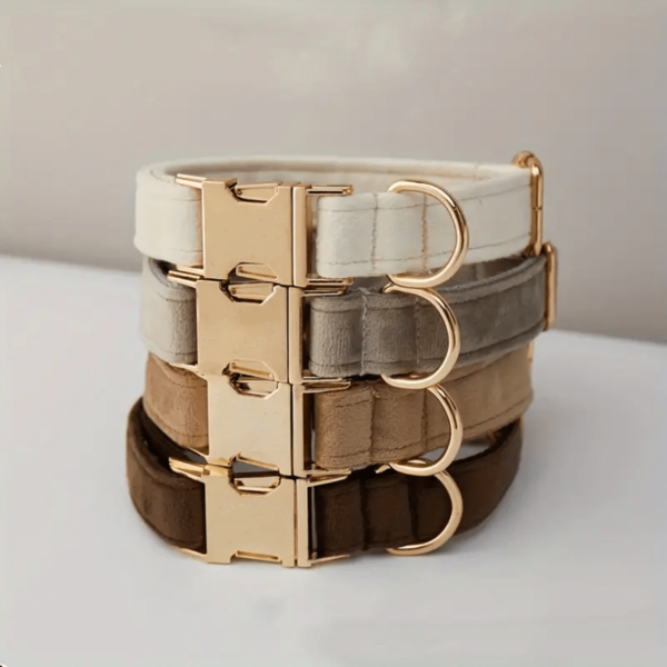 Soft And Comfortable Velvet Zinc Alloy Pet Collar, Suitable For Small, Medium And Large Dogs, Pet Collar Dog Collar, Zinc Alloy Design Is Durable, Easy To Buckle And Unfasten, High-End Dog Collar, (Due To Different Fabrics, The Batch And Color May Be Slightly Different, Sent Randomly)