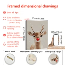 1pc Rural Santa Claus Reindeer, Canvas Wall Art Print, Farmhouse Christmas Canvas Wall Art Decoration, Christmas, Wall Arts, Posters, Wall Art With Frame - Canvas (Optional Frame) Home Decor Christmas Decorations Room Decor