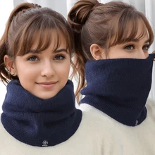 Men's Knitted Fleece Neck Warmer Scarf, Windproof Cycling Neck Gaiter For Fall & Winter