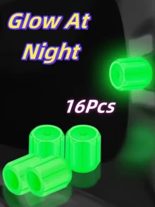 16PCs Glow In The Dark Tire Valve Stem Caps - ABS Plastic Air Cap Cover For Cars, Trucks, Bikes - Green, Blue, Pink, Glowing Red In The Dark - Round, Durable And Stylish Accessories For Increased Nighttime Visibility | Vibrant Valve Covers | Lightweight Plastic Cap, Tire Valve Stem Caps - Multicolor - View 15