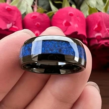 优雅男士不锈钢戒指套装，带有独特的绿苔藓 - 时尚现代的设计，适合日常佩戴或作为礼物 - 銀色 - 查看 7