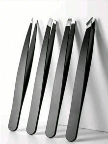 4件套专业不锈钢眉镊套装，精密镊子，适用于面部毛发/内生毛发/刺去除，美容修容工具 - 彩色 - 查看 12