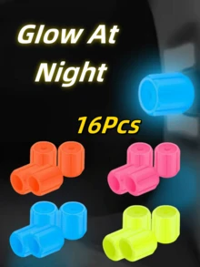 16PCs Glow In The Dark Tire Valve Stem Caps - ABS Plastic Air Cap Cover For Cars, Trucks, Bikes - Green, Blue, Pink, Glowing Red In The Dark - Round, Durable And Stylish Accessories For Increased Nighttime Visibility | Vibrant Valve Covers | Lightweight Plastic Cap, Tire Valve Stem Caps - Multicolor - View 18
