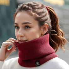 Men's Knitted Fleece Neck Warmer Scarf, Windproof Cycling Neck Gaiter For Fall & Winter