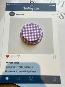 纯色格子图案磁性手机支架适用于 、Android 手机，生日、家人、朋友礼物推拉式手机握把手机配件 - 彩色 - 查看 4