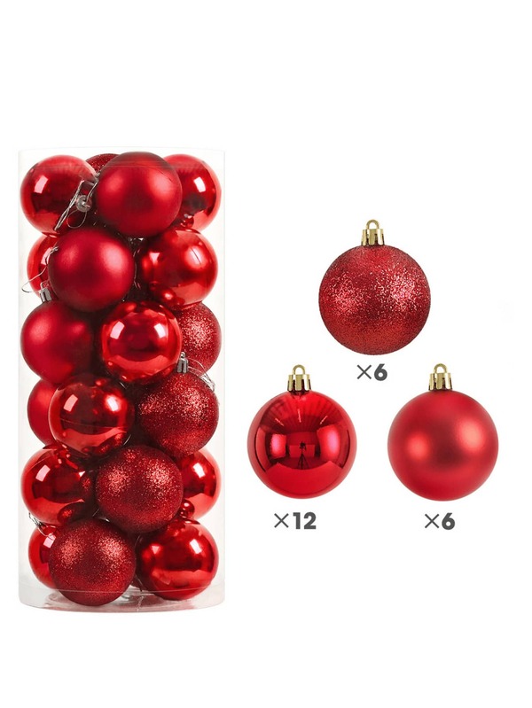 24pcs/Christmas Ball Christmas Tree Decoration Shatterproof Easy To Hang Suitable For Indoor Outdoor Living Room Fireplace Winter Christmas Holiday Party Decoration Christmas Tree Ornaments Home Decor Christmas Decorations Room Decor