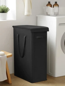 45L/60L/65L 可折叠洗衣篮带盖带轮 - 纤薄便携式脏衣篮，休闲风格带手柄，矩形收纳篮适用于各种房间类型