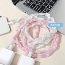 3/1pc Sparkling Diamond Mesh Cable Protector, Universal Cord Sleeve, Anti-Breakage Cable Cover, Compatible With IPhone 12-17/ 20W Fast Charger Adapter Charger Protector Charger Case Phone Accessories