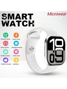 Microwear 男女通用智能手表/运动手表/自定义壁纸/音乐控制/消息提醒/心率监测/多种运动模式/查找手机/音乐播放/秒表/计步器/距离/卡路里/睡眠监测/心率监测/血压/血氧/查找设备/语言切换/抬手亮屏 - 白色 - 查看 2
