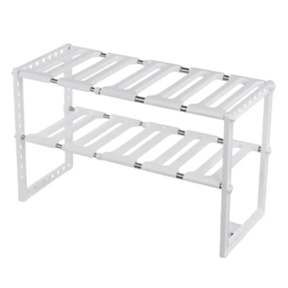 DuVlo Estante ajustable expandible organizador fregadero zapatera multiusos almacenamiento hogar metálico resistente diseño moderno adaptable fácil instalar organizar accesorios cocina dormitorio práctico