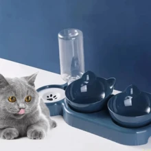 Elevated Pet Feeder Automatic Drinker With Triple Limiter - Pink - View 9