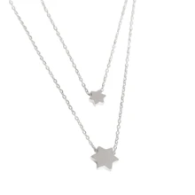 Double Silver Stars Stainless Steel Necklace - 銀色 - 查看 2