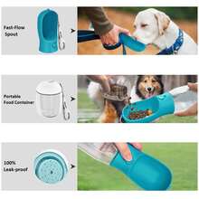 Dog Water Bottle With Food Container, Travel Puppy Water Bowl, Portable Pet Dispenser, Dog Stuff Accessories Items, Automatic Feeder Feeding, Puppy Essentials Necessities For Yorkie Chihuahua Cat Walking And Hiking - Pink - 粉色 - 查看 4
