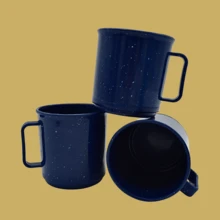 Paquete de 8 tazas estilo peltre de 430 ml, polipropileno reciclable, BPA free, 8.8*8.5 cm, resistentes, reutilizables y aptas para microondas y lavavajillas. - Azul Marino - Ver 3