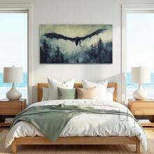 1pc Framed Wrapped Canvas Wall Art Vintage Print Black Dragon Soaring Through Cloudy Sky Canvas Classic Oil Painting Art Home Decor For Living Room, Bedroom, Office - Khung bọc - Xem 9